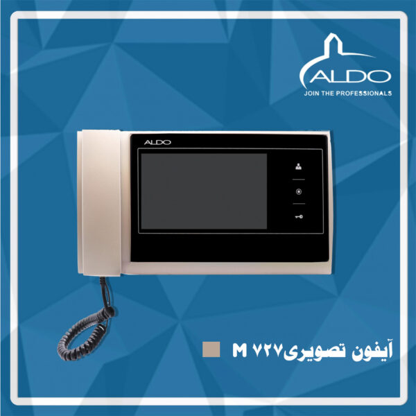 Mآیفون-تصویری-آلدو-727گلد-copy صفحه نمایش 7 اینچی رنگی TFT - درب باز کن تصویری آلدو مدل 727M - طلایی
